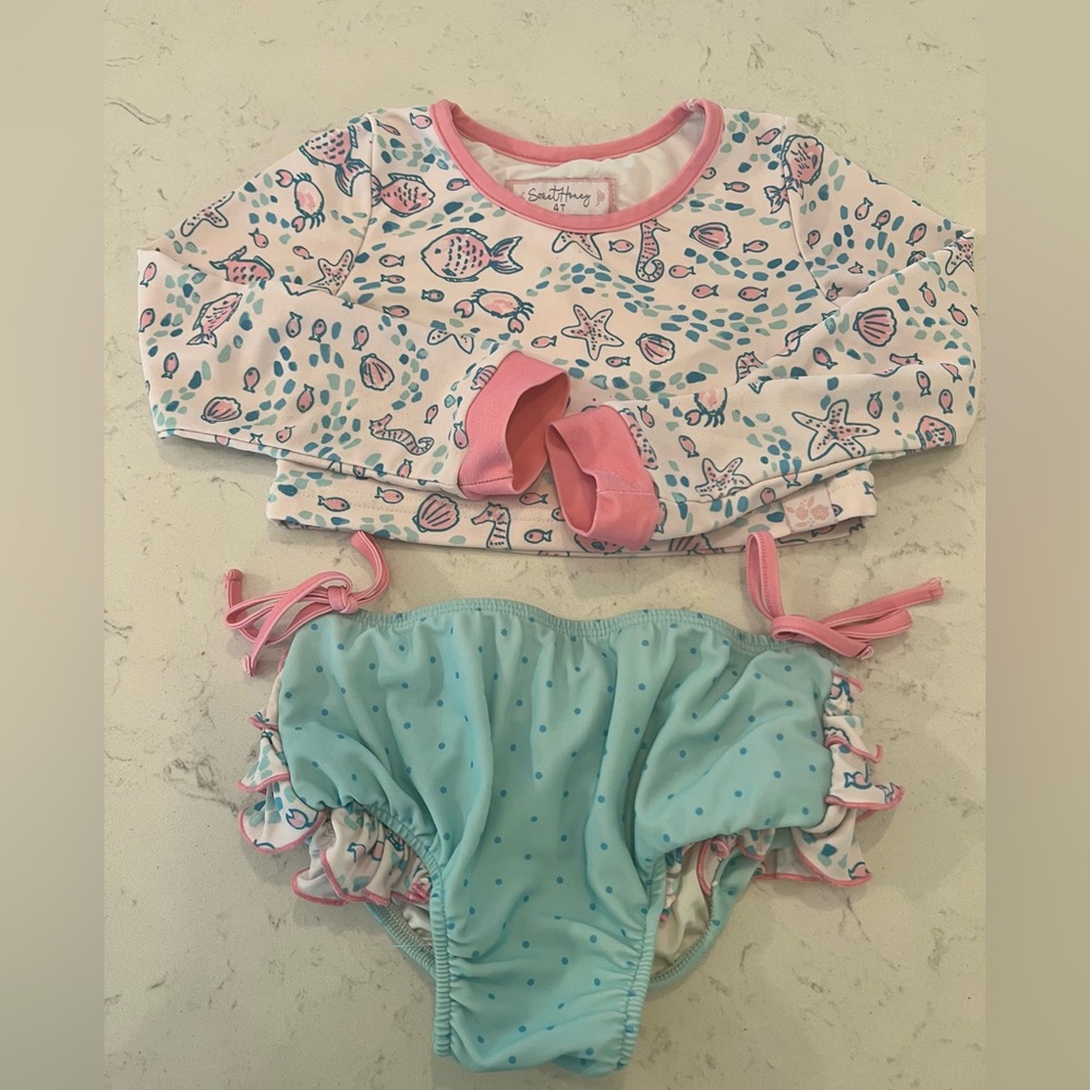 Sweet Honey long sleeve rashguard 2 pc swimsuit 4T